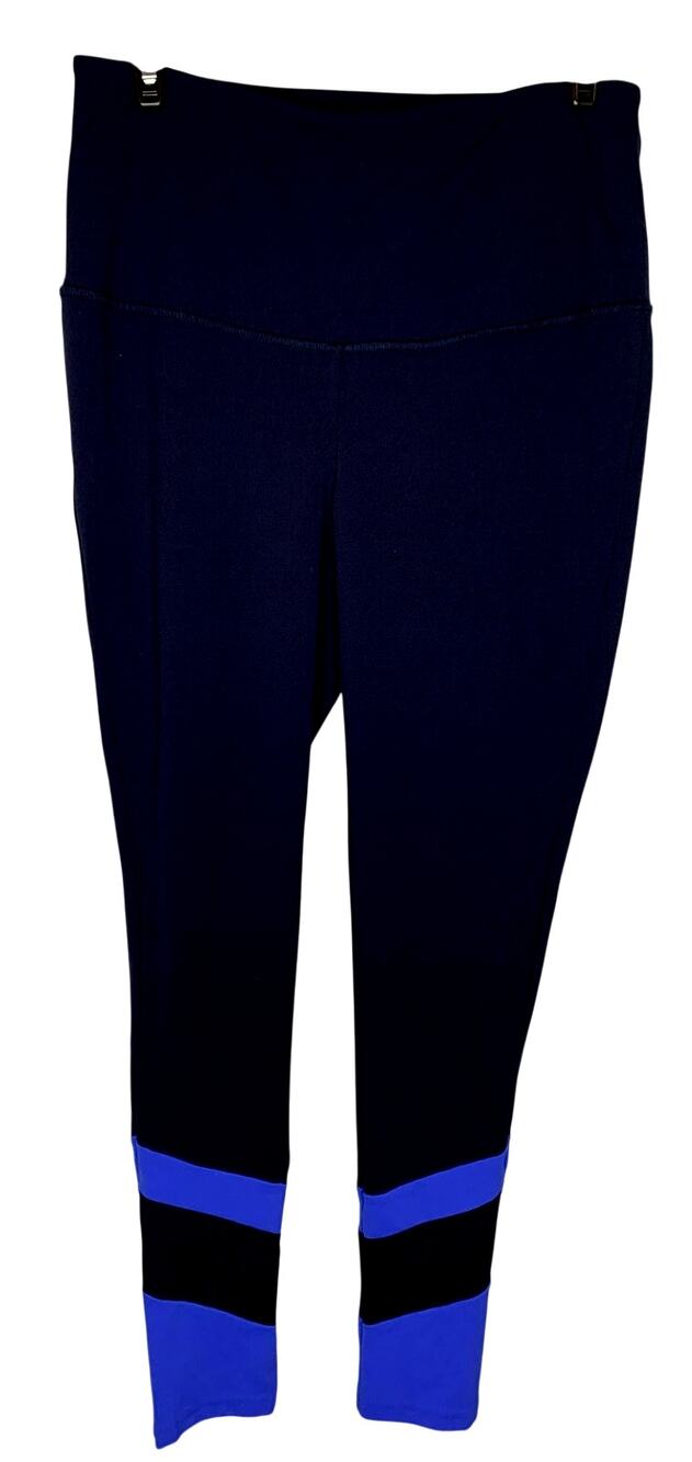 Chicos Zenergy Women's 0 4/6 Navy Blue Athletic Yoga Pants Blue Stripe